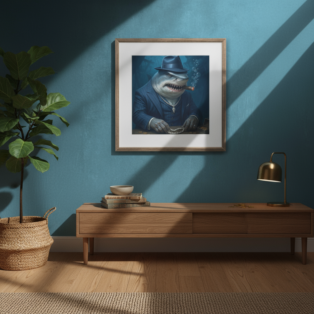 Affiche Requin Gangster | Décoration Murale Originale | Art Anthropomorphique