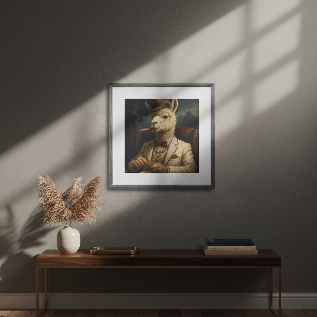 Affiche Alpaga Gangster | Décoration Murale Originale | Art Anthropomorphique