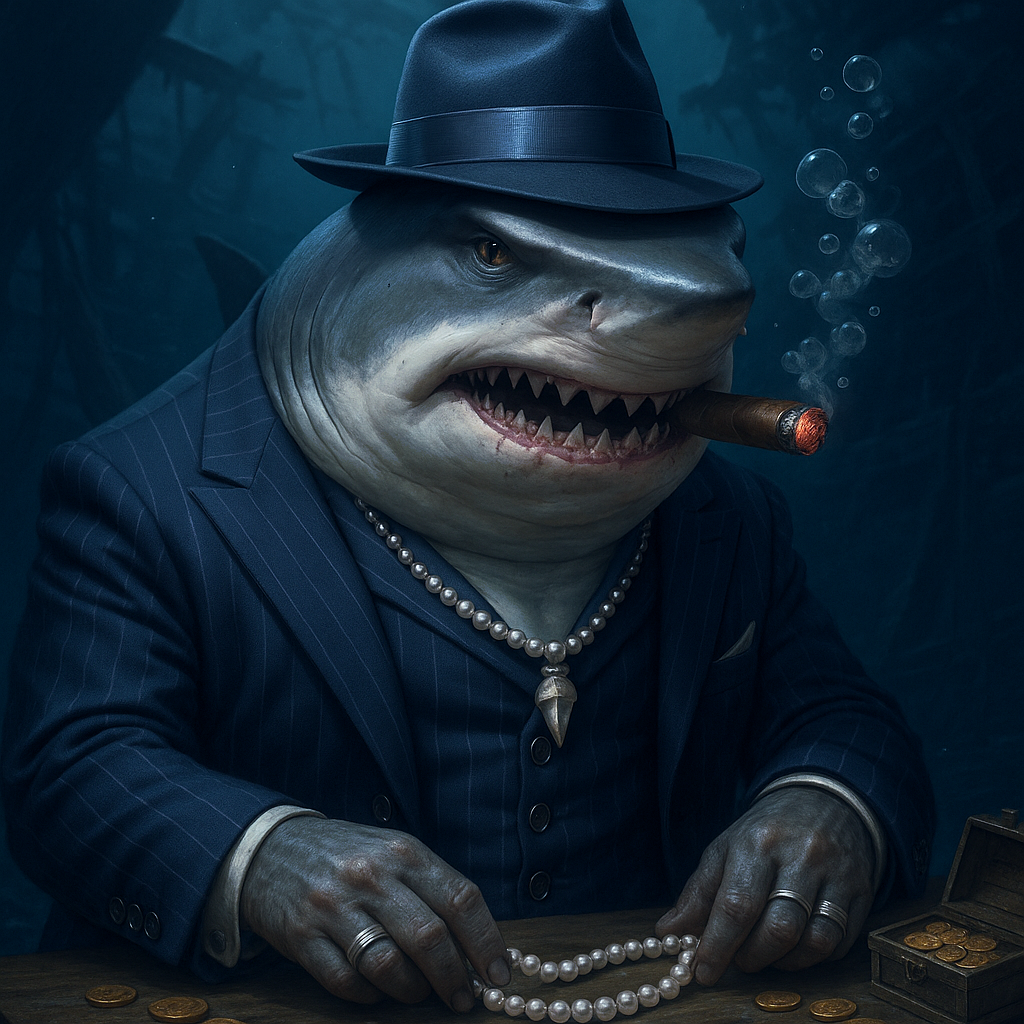 Affiche Requin Gangster | Décoration Murale Originale | Art Anthropomorphique