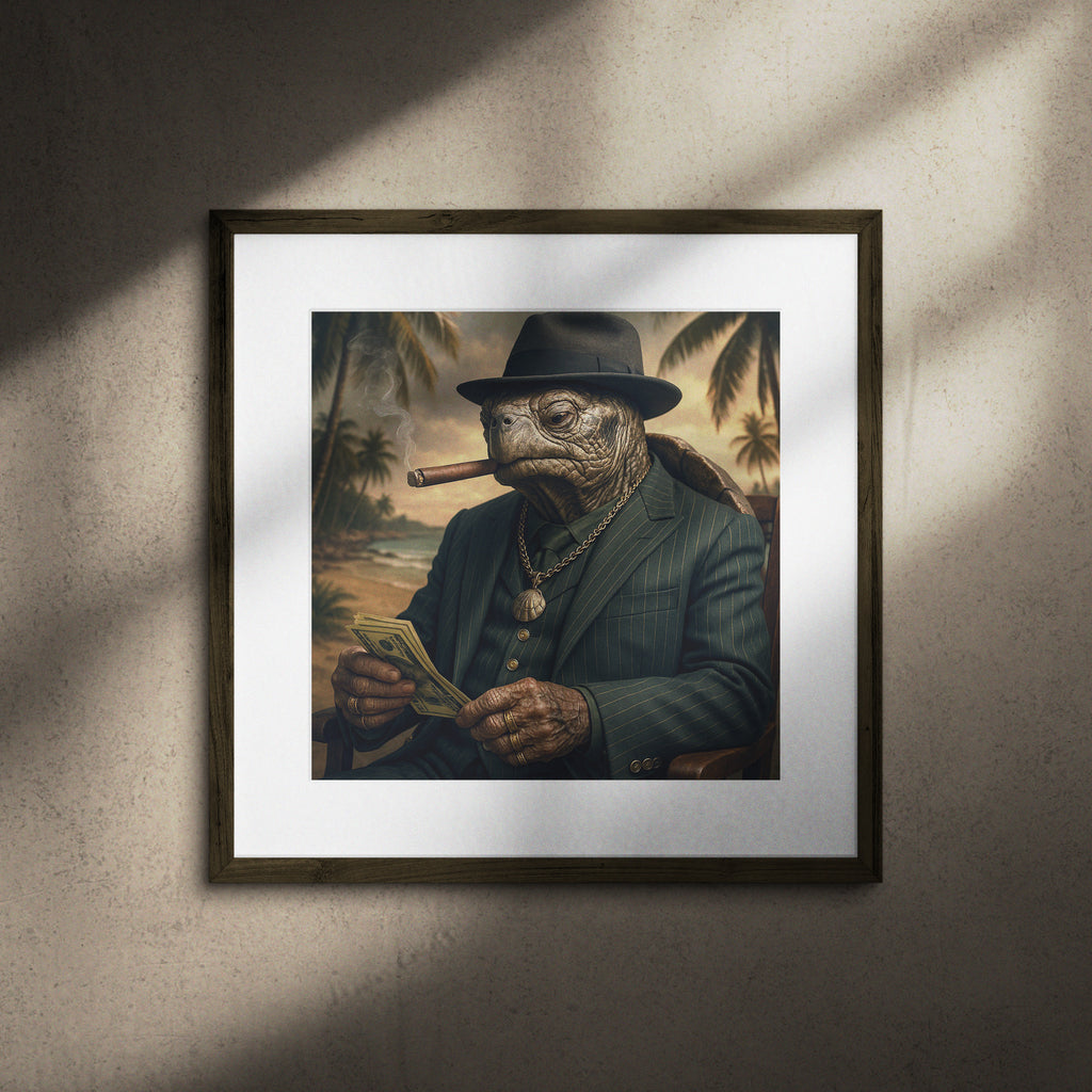 Gangster Turtle Poster | Original Wall Decor | Anthropomorphic Art