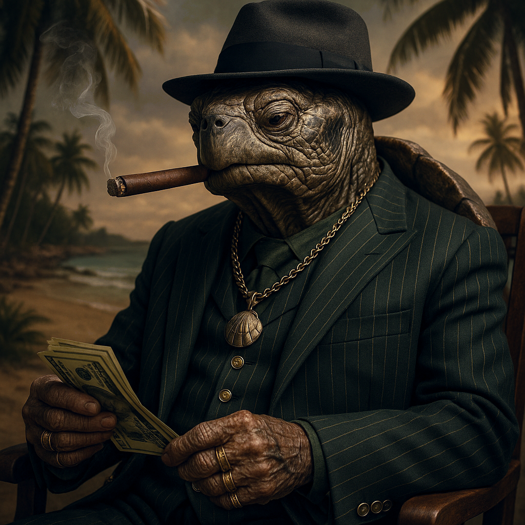 Gangster Turtle Poster | Original Wall Decor | Anthropomorphic Art