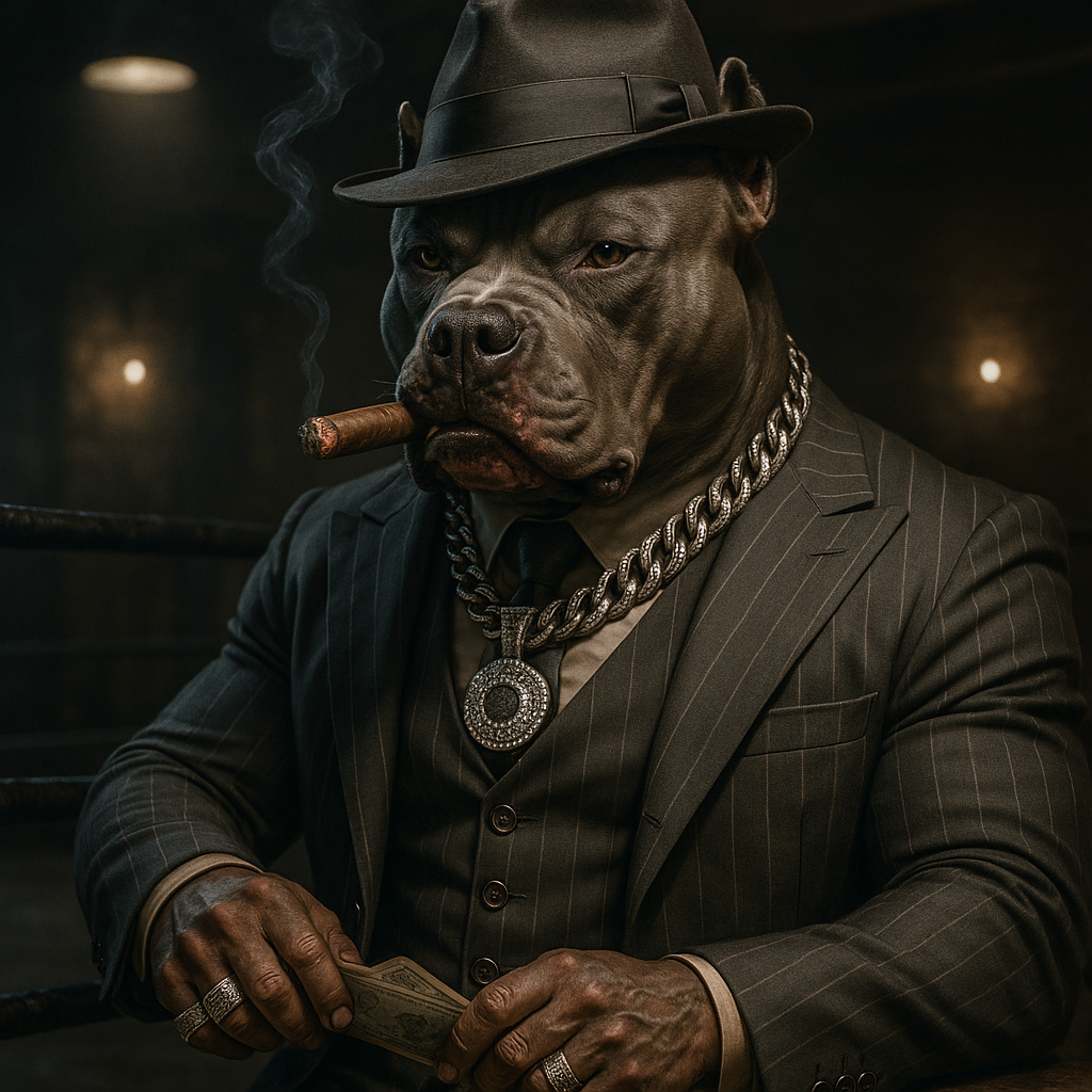 Affiche Chien Pitbull Gangster | Décoration Murale Originale | Art Anthropomorphique