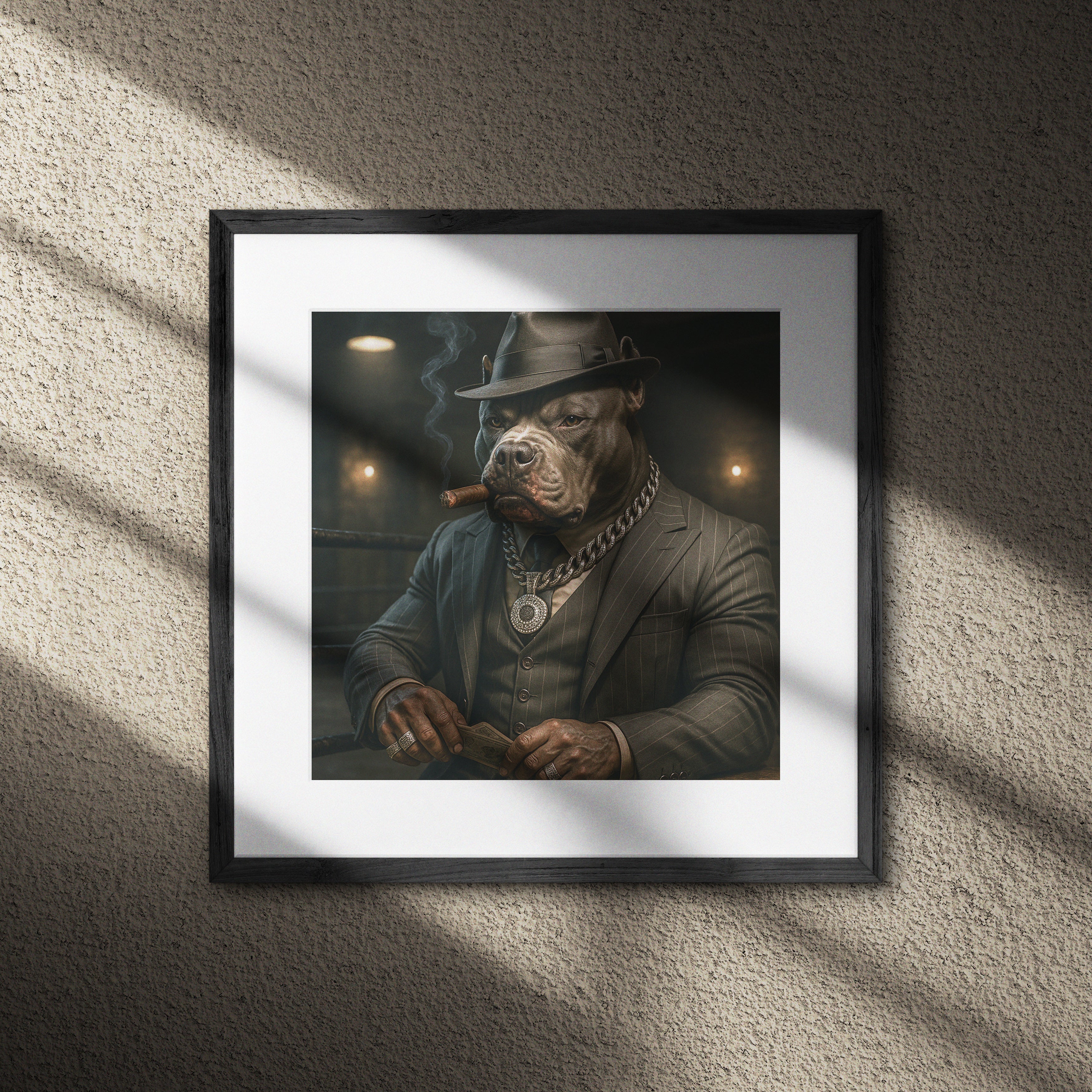 Affiche Chien Pitbull Gangster | Décoration Murale Originale | Art Anthropomorphique