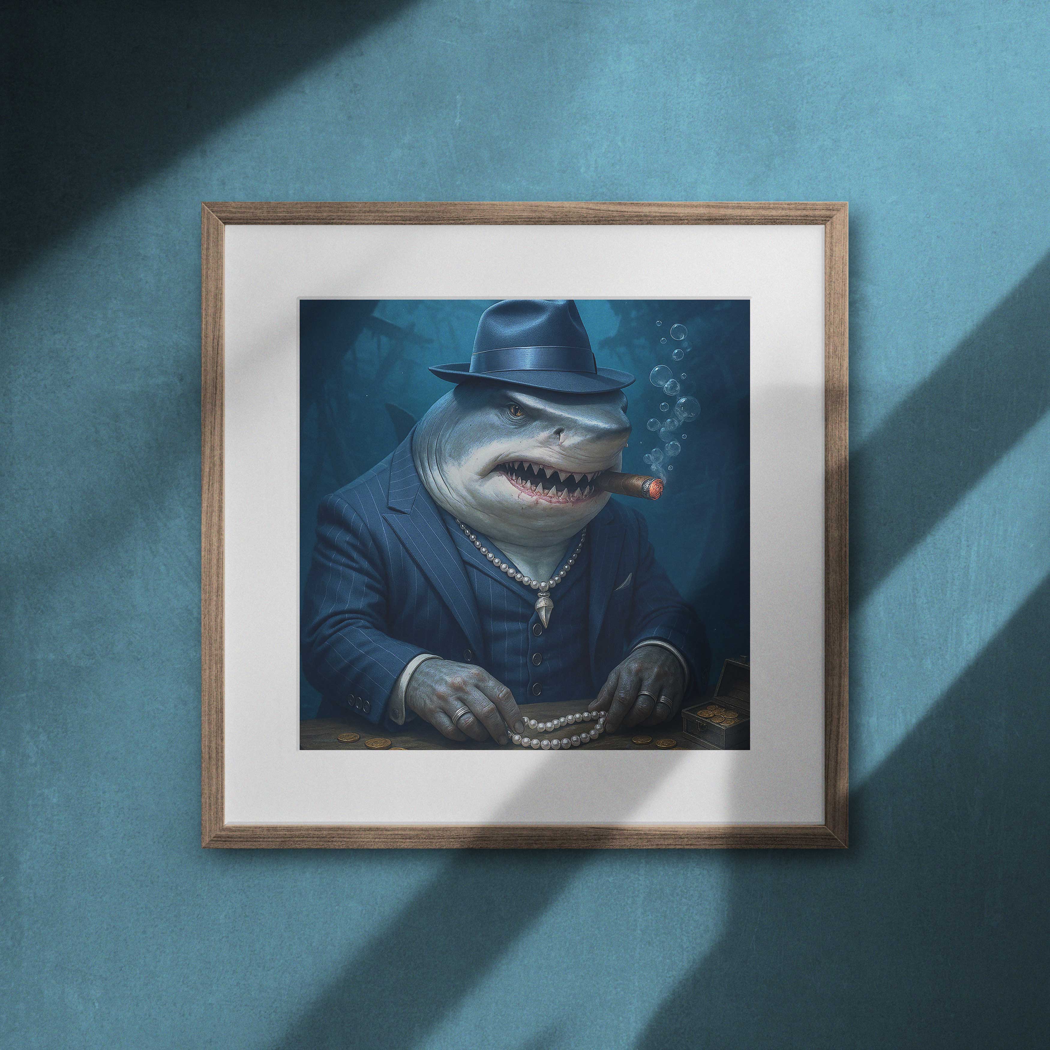 Affiche Requin Gangster | Décoration Murale Originale | Art Anthropomorphique